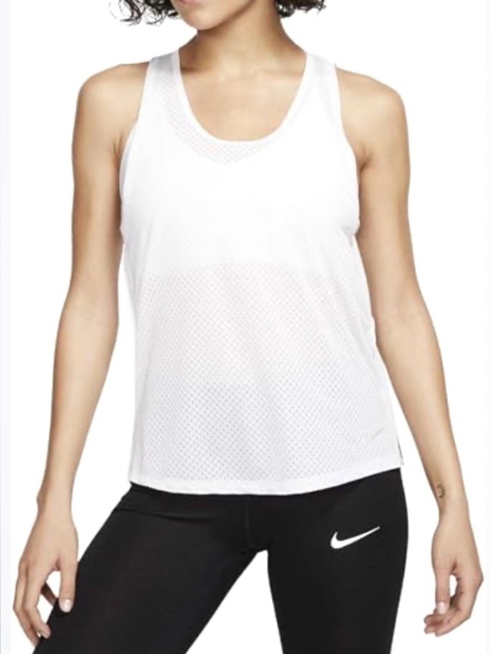 Nike DriFit White Mesh Panel Athletic Tank Top Size Small